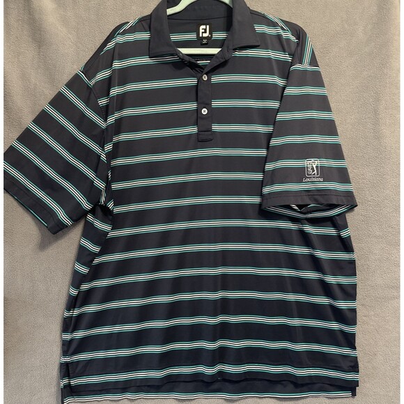 Lot Of 2 FootJoy Golf Polo Shirts Mens 2XL XXL Striped Performance TPC Louisiana - Picture 2 of 9